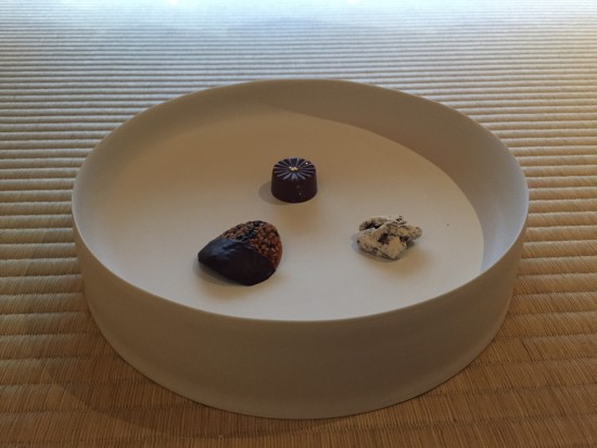 Chocoletes of Pierre Marcolini meet white porcelain made byTaizo Kuroda