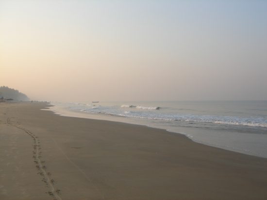 A beach at low tide in Goa of India