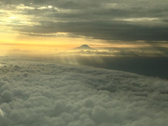 Mount fuji from the window of the airplane